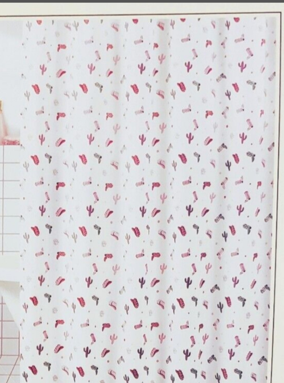 Rachel Zoe Pink and Green Cactus Pattern Shower Curtain